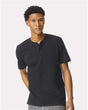 American Apparel Unisex CVC Henley Tee - American Apparel 2004CVC Black S