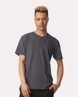 American Apparel Unisex CVC Henley Tee - American Apparel 2004CVC Heather Charcoal S