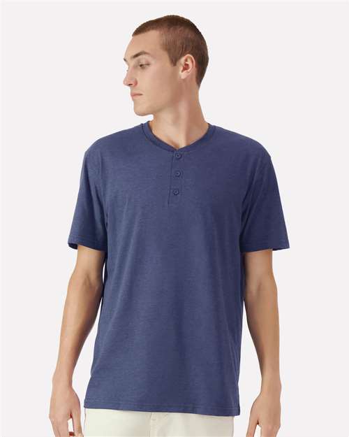 American Apparel Unisex CVC Henley Tee - American Apparel 2004CVC Heather Indigo S