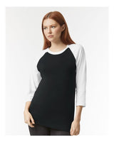 American Apparel Unisex CVC Three - Quarter Sleeve Tee - American Apparel 2003CVC Black/ White S