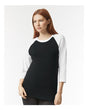 American Apparel Unisex CVC Three - Quarter Sleeve Tee - American Apparel 2003CVC Black/ White S