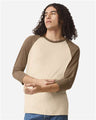 American Apparel Unisex CVC Three - Quarter Sleeve Tee - American Apparel 2003CVC Heather Bone/ Heather Army S