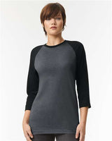American Apparel Unisex CVC Three - Quarter Sleeve Tee - American Apparel 2003CVC Heather Charcoal/ Black S