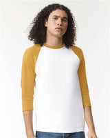 American Apparel Unisex CVC Three - Quarter Sleeve Tee - American Apparel 2003CVC White/ Heather Mustard S