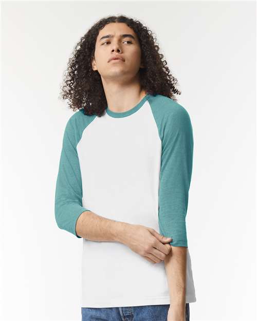 American Apparel Unisex CVC Three - Quarter Sleeve Tee - American Apparel 2003CVC White/Heather Arctic S
