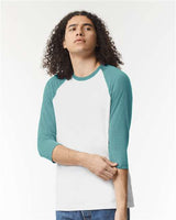American Apparel Unisex CVC Three - Quarter Sleeve Tee - American Apparel 2003CVC White/Heather Arctic S