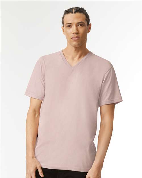 American Apparel Unisex CVC V - Neck Tee - American Apparel 2006CVC Heather Blush S