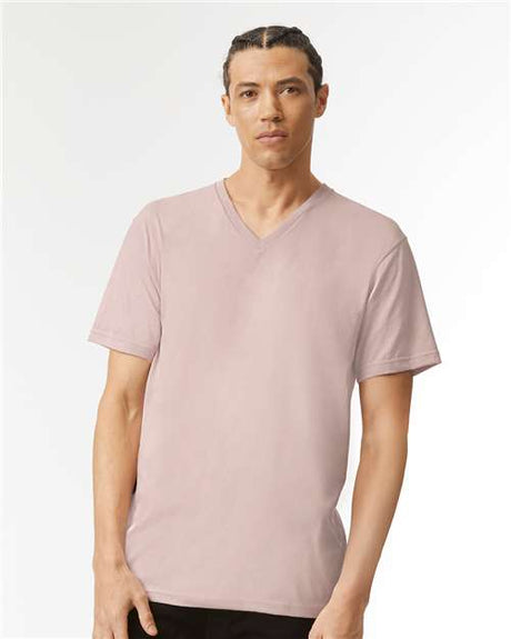 American Apparel Unisex CVC V - Neck Tee - American Apparel 2006CVC Heather Blush S