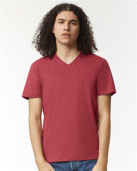 American Apparel Unisex CVC V - Neck Tee - American Apparel 2006CVC Heather Cardinal S