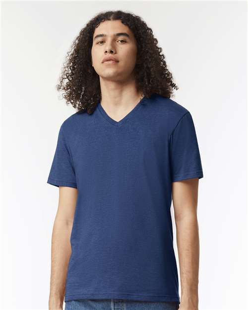 American Apparel Unisex CVC V - Neck Tee - American Apparel 2006CVC Heather Indigo S