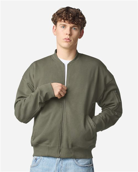 American Apparel Unisex French Terry Bomber Jacket - American Apparel FTJ77 Black S