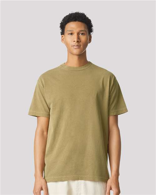 American Apparel Unisex Garment - Dyed Heavyweight Cotton Tee - American Apparel 1301GD Faded Army S