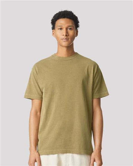 American Apparel Unisex Garment - Dyed Heavyweight Cotton Tee - American Apparel 1301GD Faded Army S