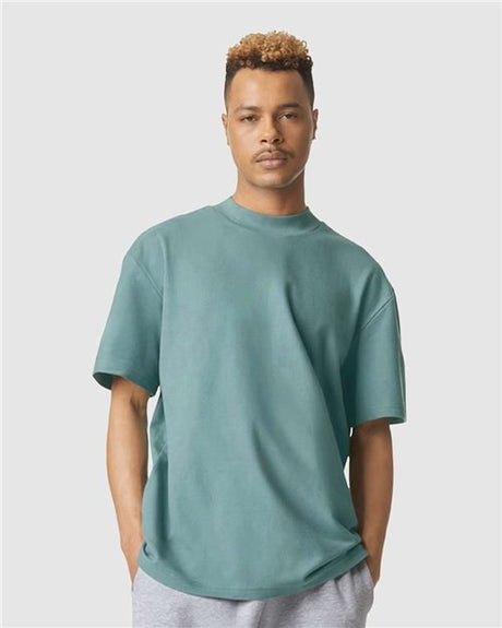 American Apparel Unisex Pique Mockneck Tee - American Apparel 1PQ Arctic S