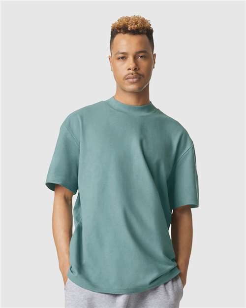 American Apparel Unisex Pique Mockneck Tee - American Apparel 1PQ Arctic S