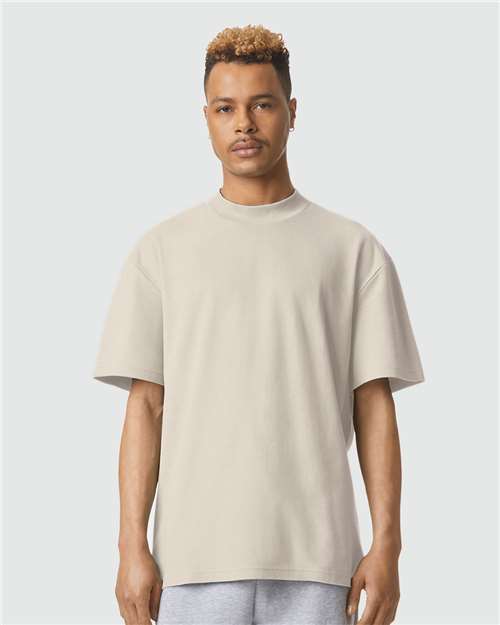 American Apparel Unisex Pique Mockneck Tee - American Apparel 1PQ Bone S