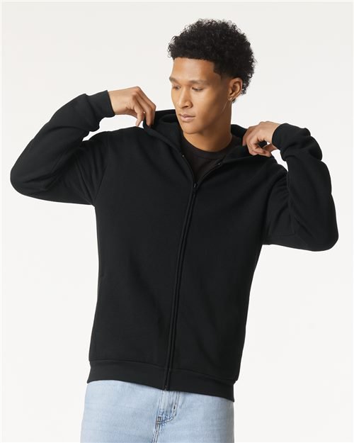 American Apparel Unisex ReFlex Fleece Full - Zip Hoodie Sweatshirt - American Apparel RF497 Black XS