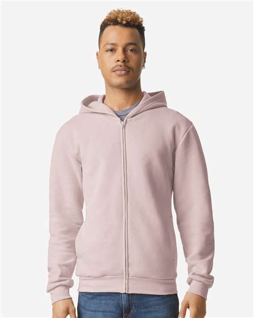American Apparel Unisex ReFlex Fleece Full - Zip Hoodie Sweatshirt - American Apparel RF497 Blush XS