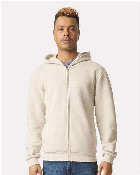 American Apparel Unisex ReFlex Fleece Full - Zip Hoodie Sweatshirt - American Apparel RF497 Bone XS
