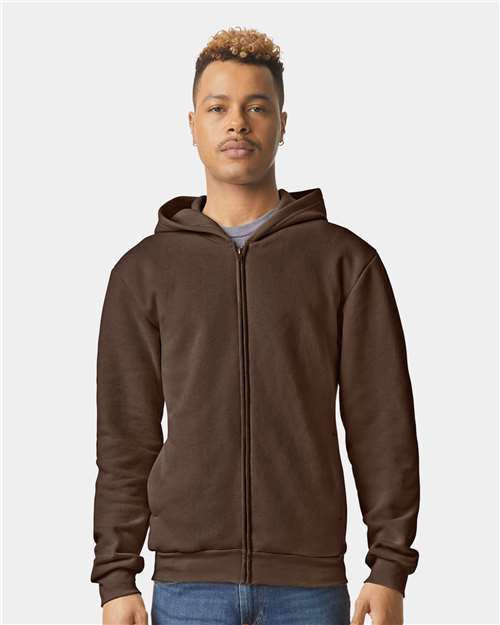 American Apparel Unisex ReFlex Fleece Full - Zip Hoodie Sweatshirt - American Apparel RF497 Brown XS
