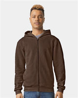 American Apparel Unisex ReFlex Fleece Full - Zip Hoodie Sweatshirt - American Apparel RF497 Brown XS