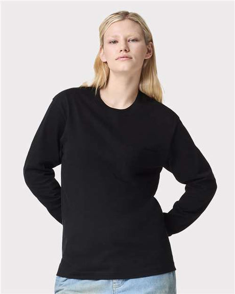 American Apparel Unisex Super Heavyweight Long Sleeve Pocket Tee - American Apparel 9410 Black S