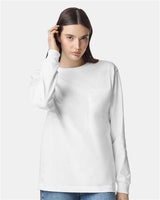 American Apparel Unisex Super Heavyweight Long Sleeve Pocket Tee - American Apparel 9410 White S