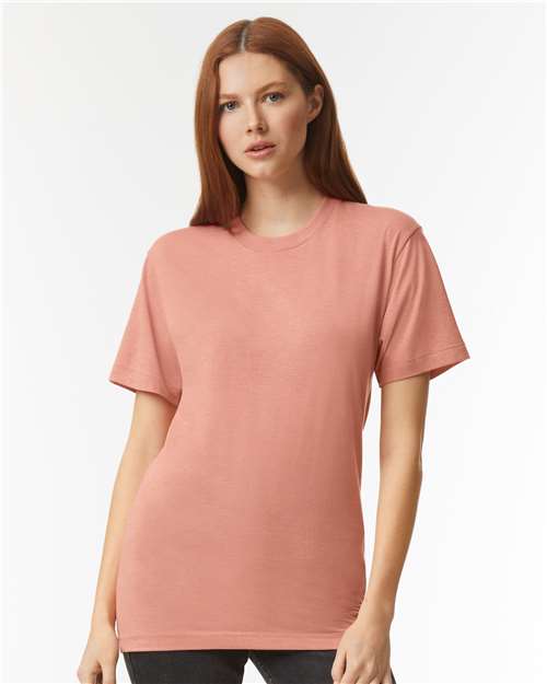 American Apparel Unisex Triblend Track Tee - American Apparel TR401 Tri - Coral XS