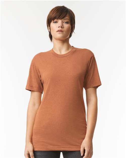American Apparel Unisex Triblend Track Tee - American Apparel TR401 Tri - Rust XS