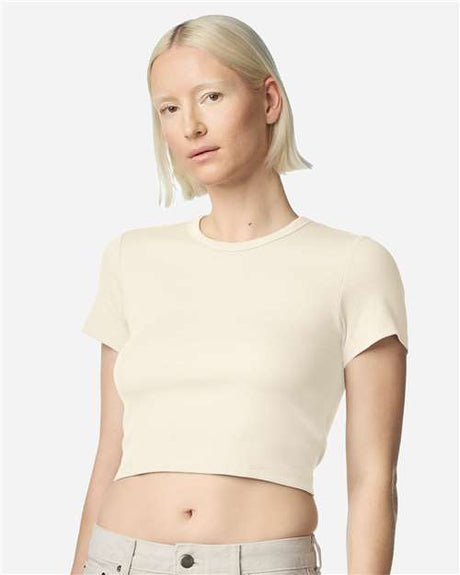 American Apparel Women's Baby Rib Cropped Tee - American Apparel BR210 Bone S