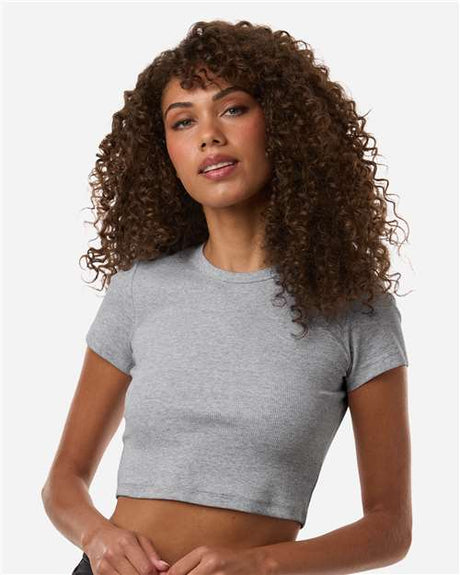 American Apparel Women's Baby Rib Cropped Tee - American Apparel BR210 Heather Grey S