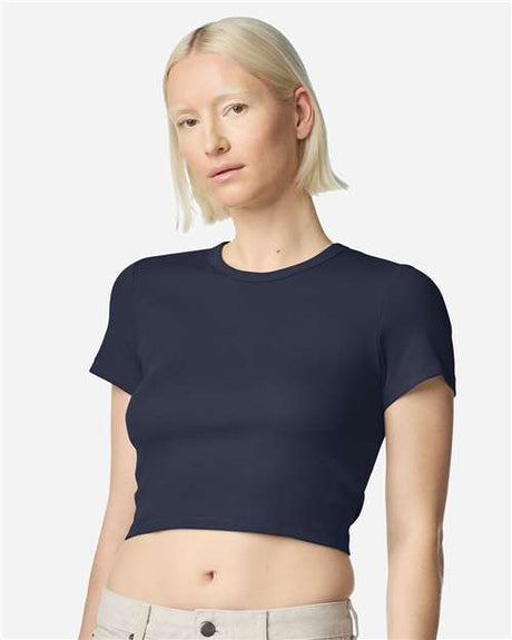 American Apparel Women's Baby Rib Cropped Tee - American Apparel BR210 Navy S