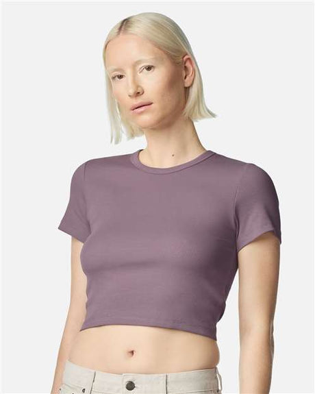 American Apparel Women's Baby Rib Cropped Tee - American Apparel BR210 Smokey Violet S