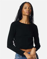 American Apparel Women's Baby Rib Long Sleeve Cropped Tee - American Apparel BR2107 Black S