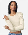 American Apparel Women's Baby Rib Long Sleeve Cropped Tee - American Apparel BR2107 Bone S