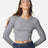 American Apparel Women's Baby Rib Long Sleeve Cropped Tee - American Apparel BR2107 Heather Grey S