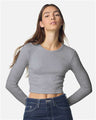 American Apparel Women's Baby Rib Long Sleeve Cropped Tee - American Apparel BR2107 Heather Grey S
