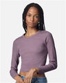 American Apparel Women's Baby Rib Long Sleeve Cropped Tee - American Apparel BR2107 Smokey Violet S
