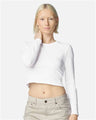 American Apparel Women's Baby Rib Long Sleeve Cropped Tee - American Apparel BR2107 White S