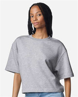 American Apparel Women's French Terry Mid - Length Boxy Top - American Apparel FTCB0 Heather Grey S