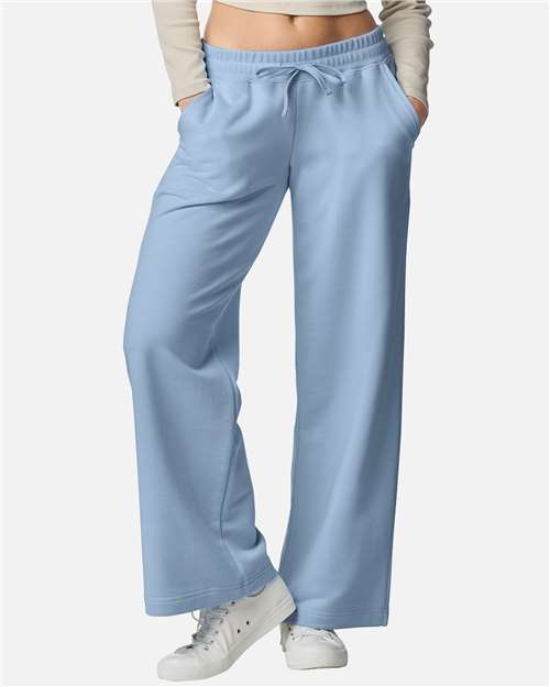 American Apparel Women's French Terry Wide Leg Pants - American Apparel FTP00 Powder Blue S
