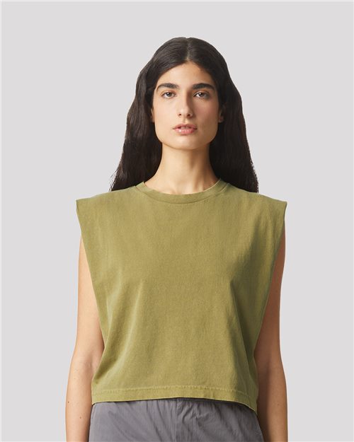 American Apparel Women's Garment - Dyed Heavyweight Muscle Tee - American Apparel 307GD Faded Army S