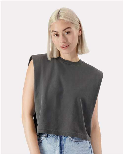 American Apparel Women's Garment - Dyed Heavyweight Muscle Tee - American Apparel 307GD Faded Black S