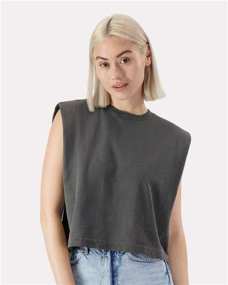 American Apparel Women's Garment - Dyed Heavyweight Muscle Tee - American Apparel 307GD Faded Black S