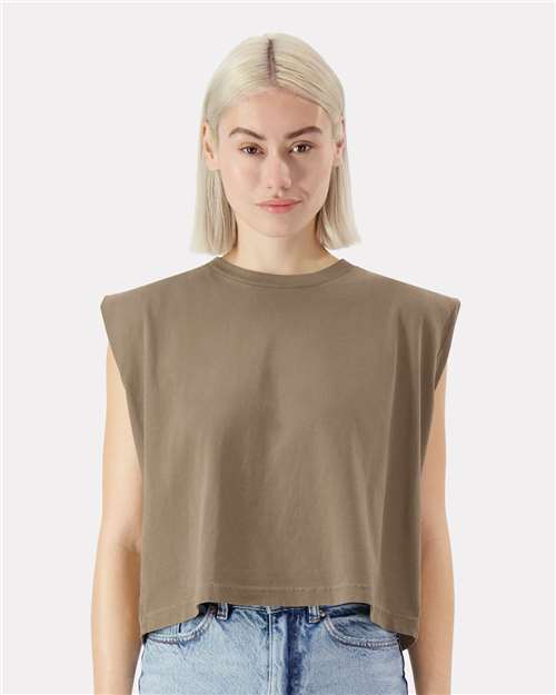 American Apparel Women's Garment - Dyed Heavyweight Muscle Tee - American Apparel 307GD Faded Brown S
