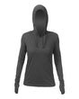 ANETIK Women's Breeze Tech Hooded Long Sleeve T-Shirt - ANETIK WSBRZH0 Charcoal Heathered XS Women's Performance Hooded Long Sleeve