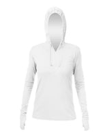 ANETIK Women's Breeze Tech Hooded Long Sleeve T-Shirt - ANETIK WSBRZH0 White Heathered XS Women's Performance Hooded Long Sleeve