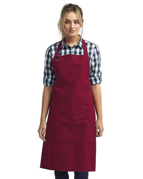 Artisan Collection by Reprime Calibre Heavy Cotton Canvas Pocket Apron - Artisan Collection by Reprime RP137 Burgundy One Size Aprons