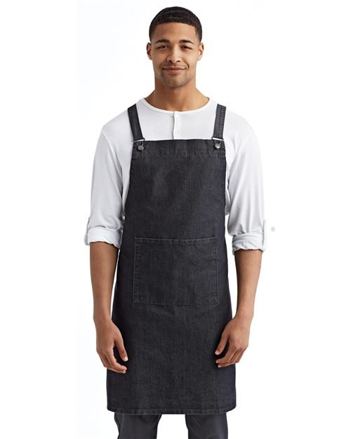 Artisan Collection by Reprime Cross Back Barista Bib Apron - Artisan Collection by Reprime RP129 Black One Size Aprons
