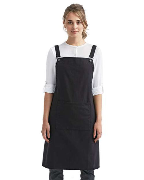 Artisan Collection by Reprime Cross Back Barista Bib Apron - Artisan Collection by Reprime RP129 Black One Size Aprons